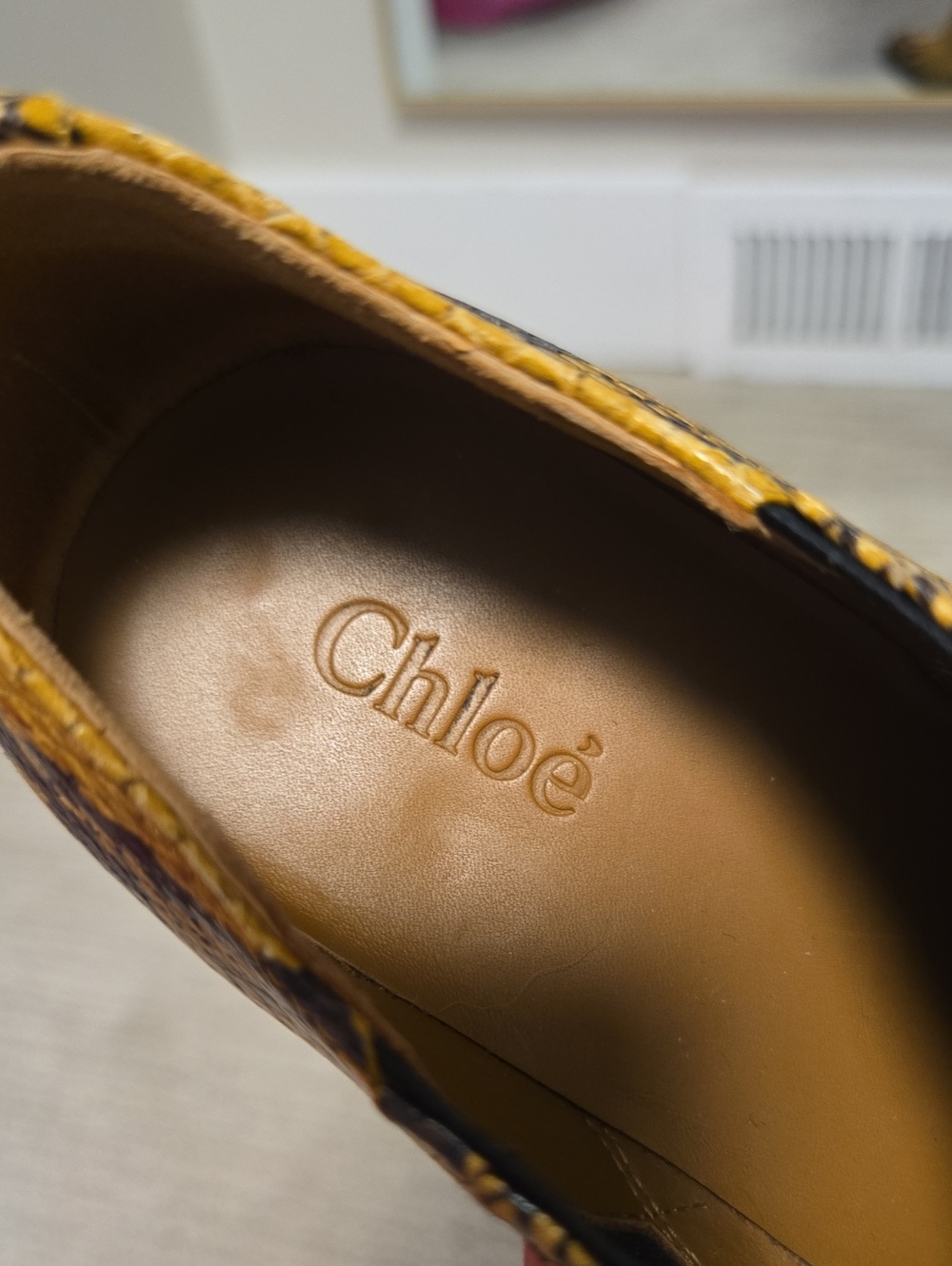 Chloé Rylee Snake Embossed Leather Booties-Black/Yellow - Picture 13 of 15